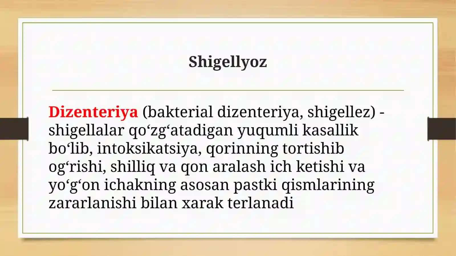 Shigellyoz amyobiaz etiologiyasi epidemiologiyasi patogenezi klinikasi asoratlari davolash va profil 3