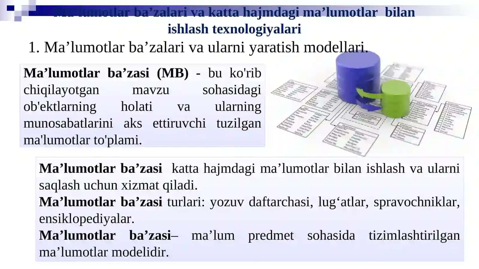 Ma’lumotlar ba’zalari va Big Data bilan ishlash texnologiyalari 3