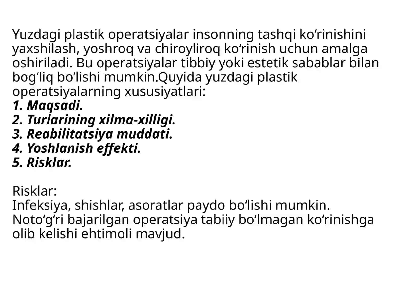 Yuzdagi plastik operatsiyalar xususiyatlari 3