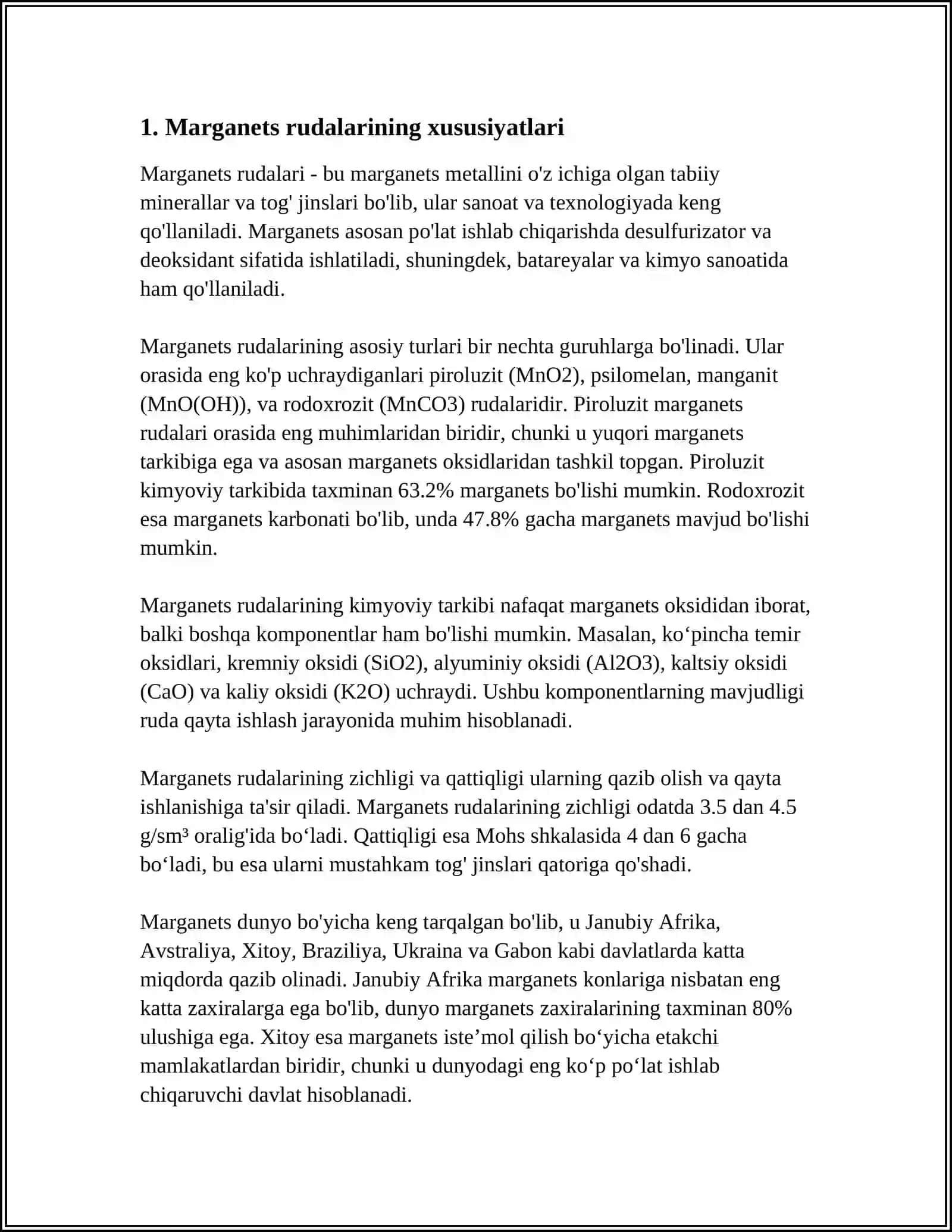 MARGANETS VA XROM MA'DANLARI KONLARI VA ULARNING SANOATDAGI AHAMIYATI 3
