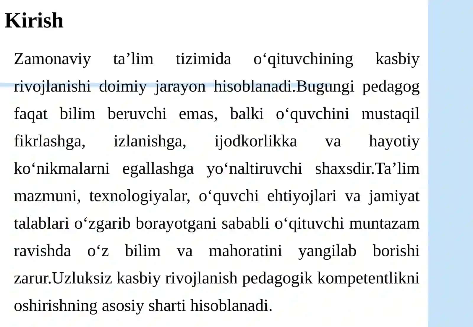 O‘qituvchining uzluksiz kasbiy rivojlanishi va pedagogik kompetentligini takomillashtirish 3