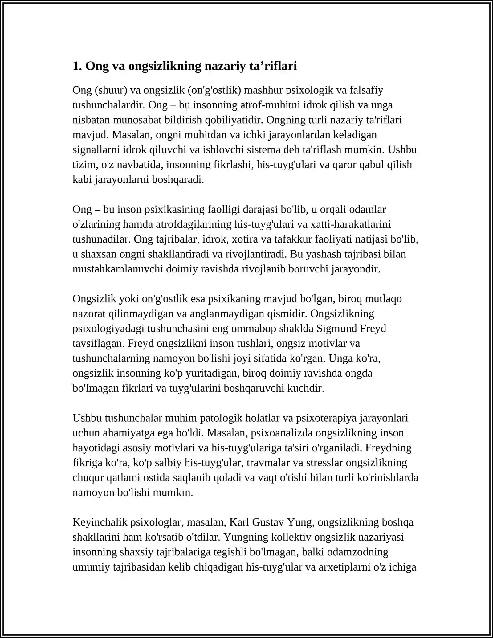 Ong taraqqiyot va ongsizlik 3