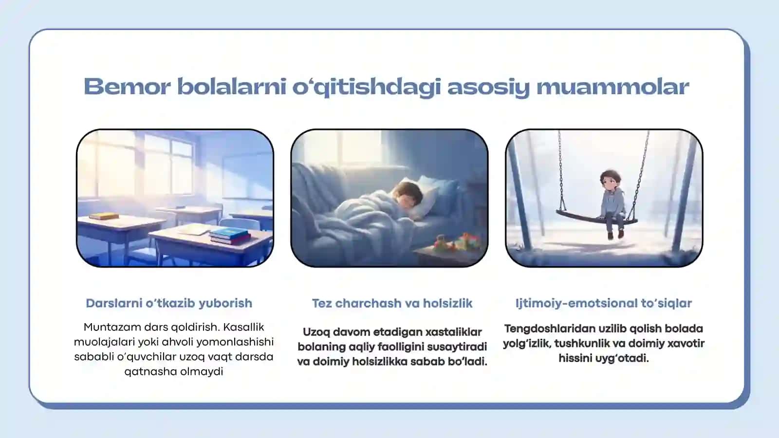 Bemor bolalar ta’lim tizimida pedagogik ishlarni tashkil etishning   tashkiliy, huquqiy, uslubiy va amaliy yordam ko‘rsatish usullari. 3