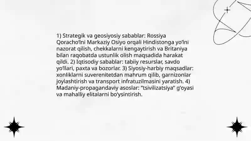 OʻRTA OSIYO XONLIKLARINING ROSSIYA IMPERIYASI TOMONIDAN BOSIB OLINISHI 3