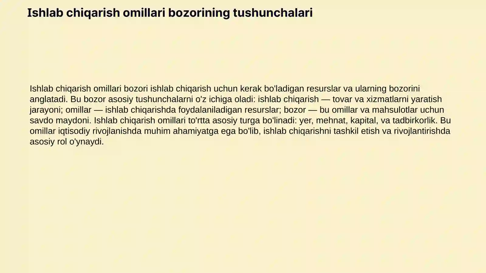 Mikroiqtisodiyotda ishlab chiqarish omillari bozori 3