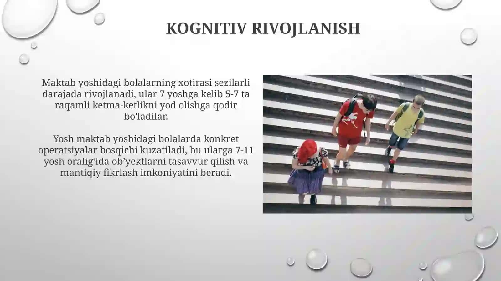 Kichik maktab yoshi davri psixik rivojlanishning umumiy tavsif 3