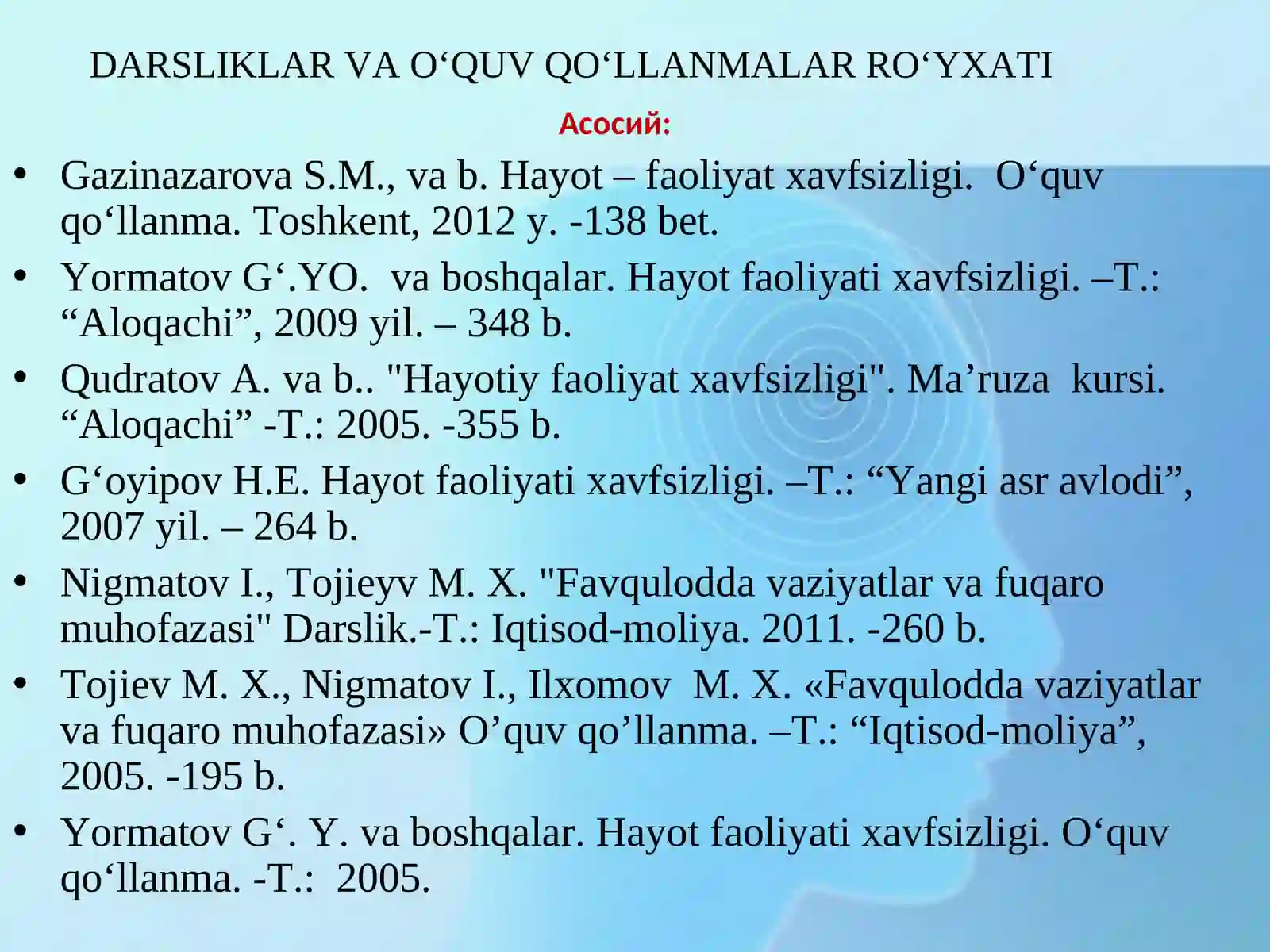 Hayot faoliyati xavfsizligining huquqiy va tashkiliy asoslari 3