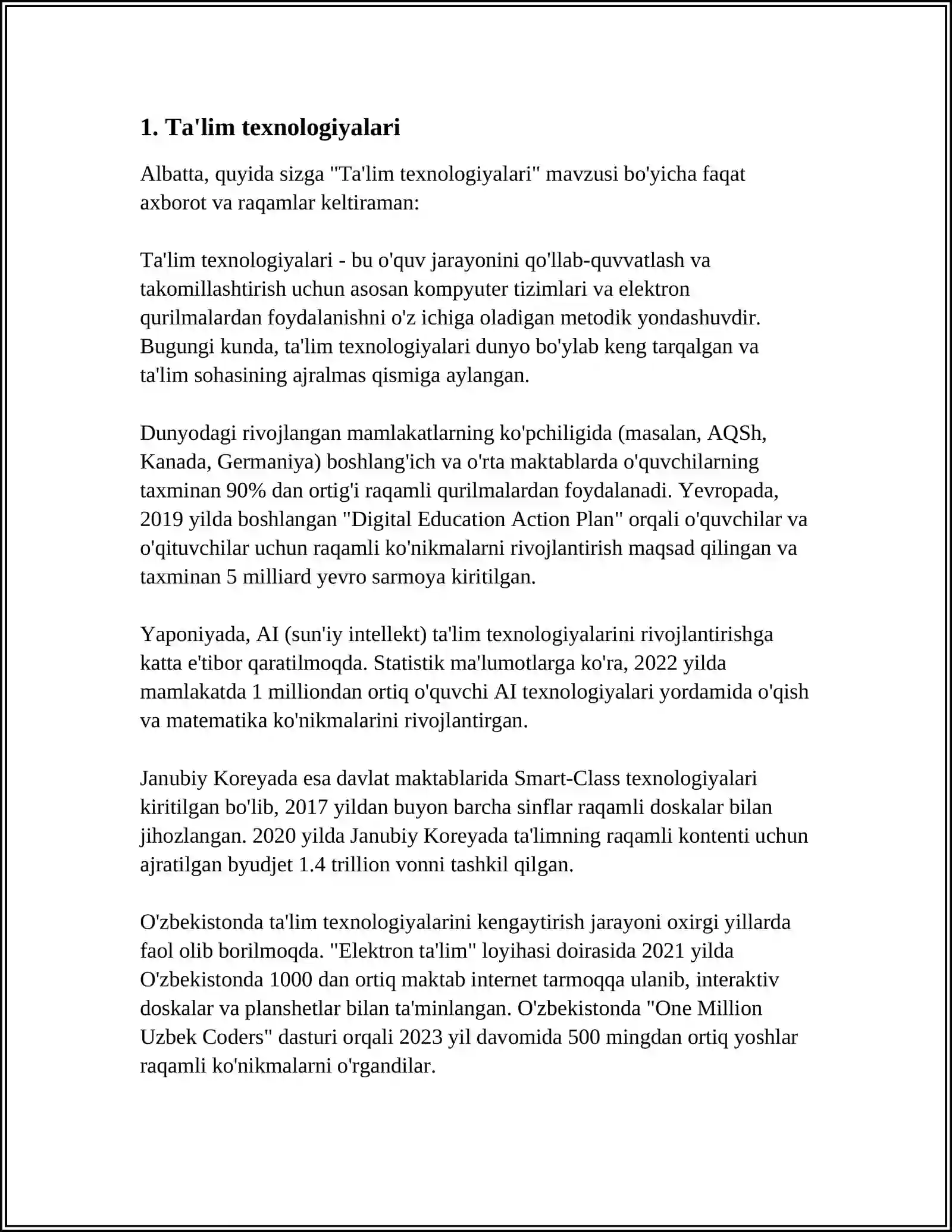 TA'LIMNI TEXNOLOGIYALASHTIRISH SOHASIDA ASOSIY TOIFA VA TUSHUNCHALAR HAQIDA MA'LUMOT BERIN 3