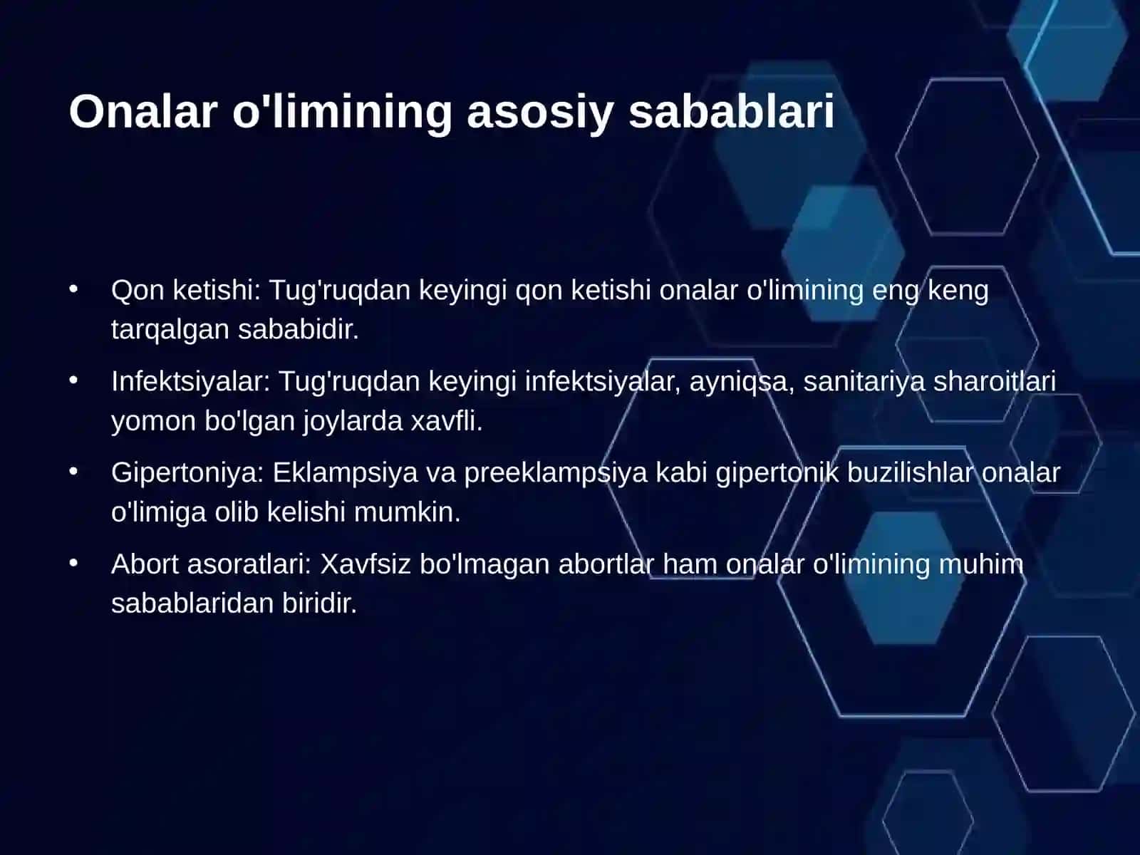 Onalar o'limini kamaytirish strategiyalari 3
