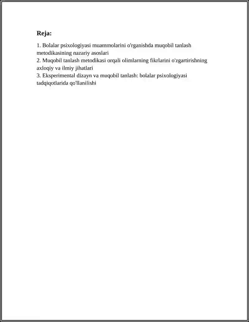 Bolalar psixologiyasi muammolarini o'rganishda muqobil tanlash metodikasi 3