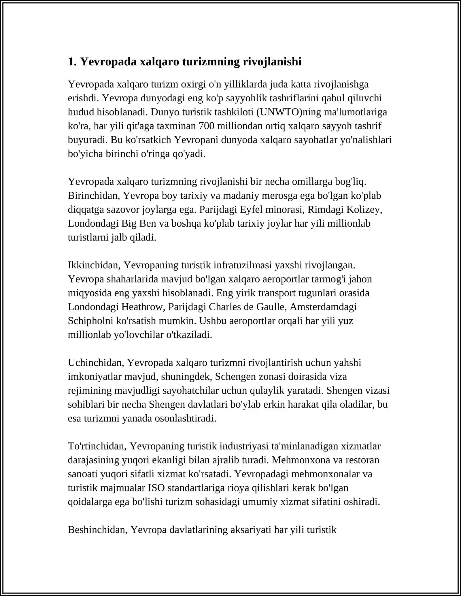 YEVROPA MAMLAKATLARIDA XALQARO TURIZM GEOGRAFIYASI 3