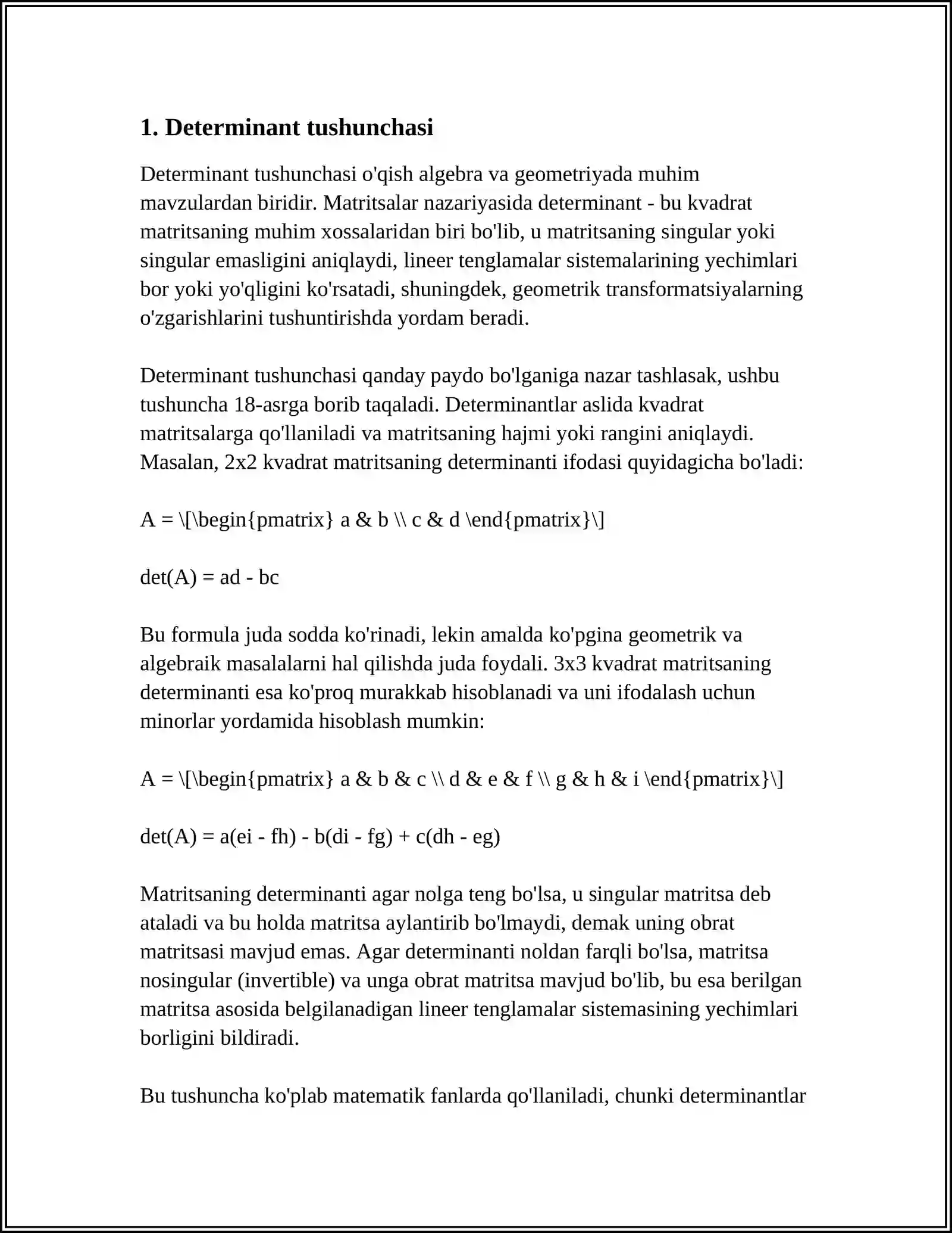 DETERMINANTLAR. DETERMINANTLARNING ASOSIY XOSSALARI 3