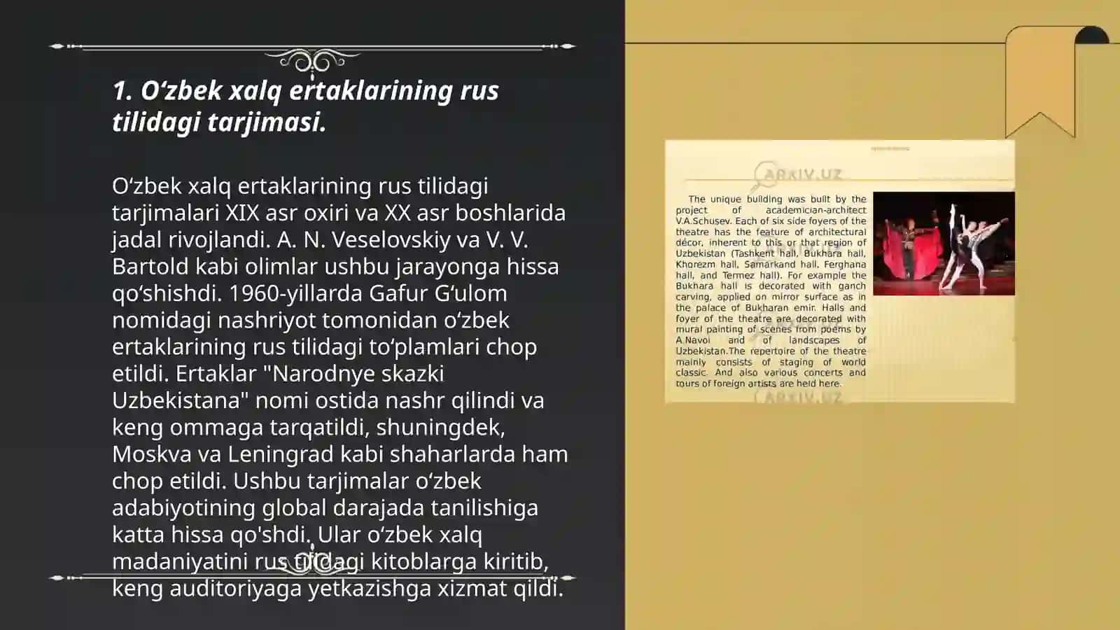 O‘zbek folklor asarlari rus tilidagi tarjimasi madaniy aloqa 3