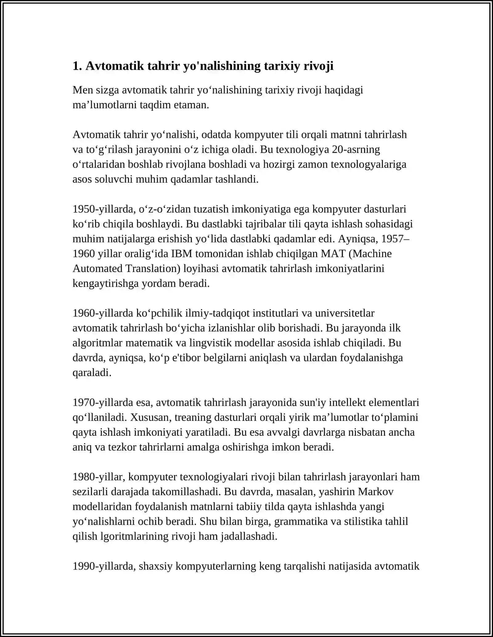 AVTOMATIK TAHRIR YO'NALISHINING VUJUDGA KELISHI, UNING DUNYO TILSHUNOSLIGIDAGI RIVOJI 3