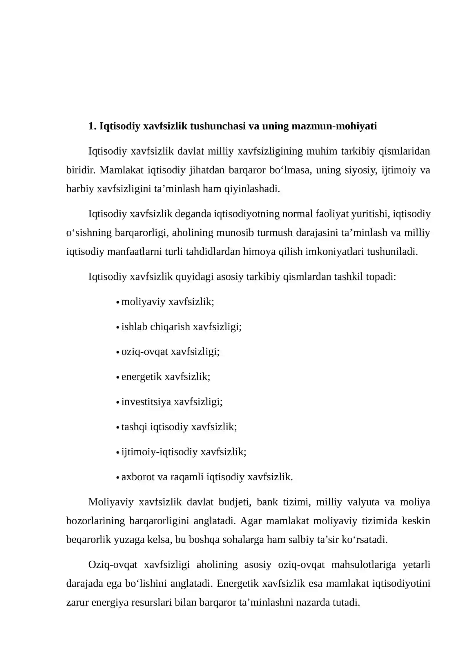 Davlatning iqtisodiy xavfsizlikni ta’minlash vazifalari 3
