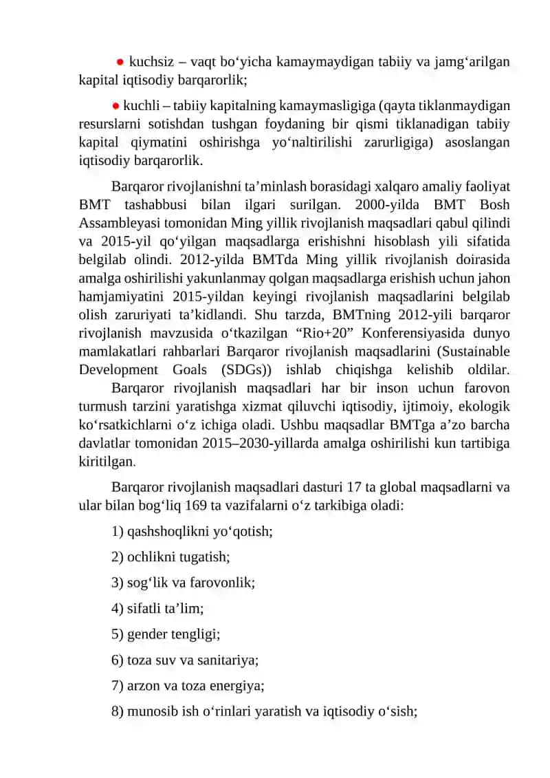 Barqaror iqtisodiy rivojlanishning mohiyati va uni ta’minlashda “yashil iqtisodiyot”ning o‘rni 3