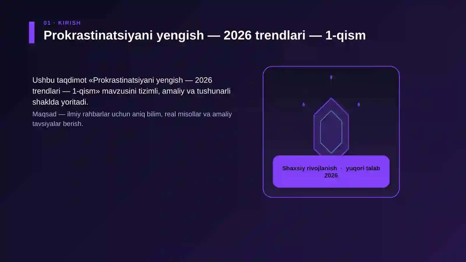 Prokrastinatsiyani yengish — 2026 trendlari — 1-qism 3