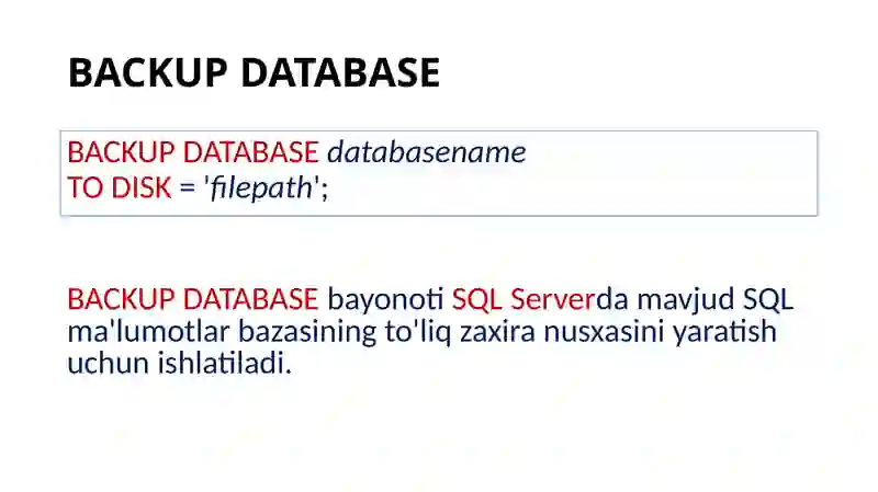 BACKUP DATABASE 3