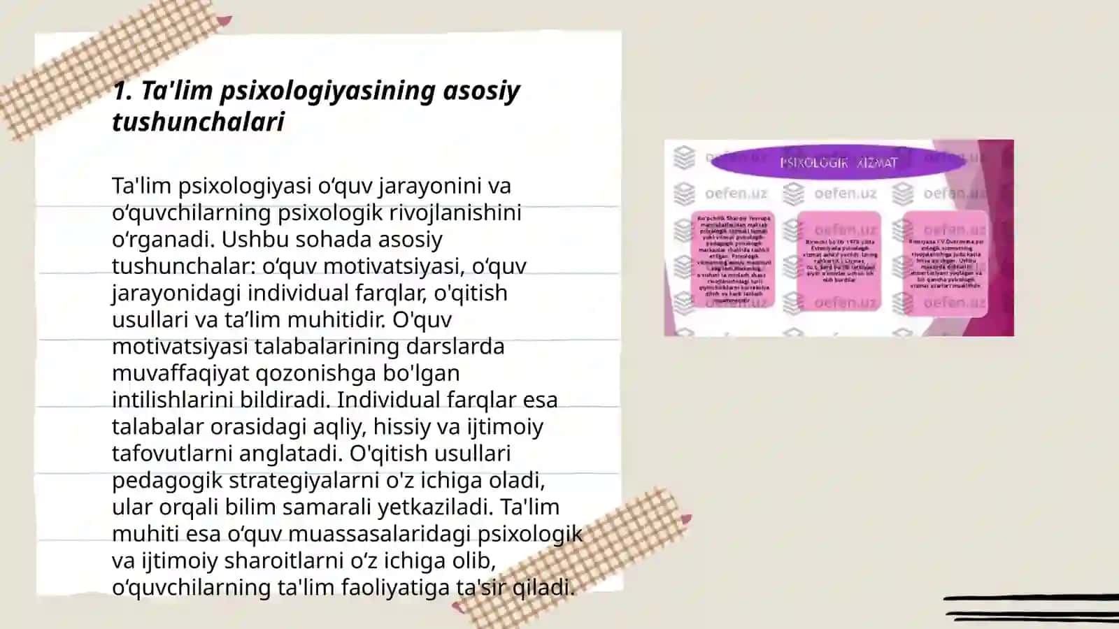 Ta'lim psixologiyasi tushunchalari 3