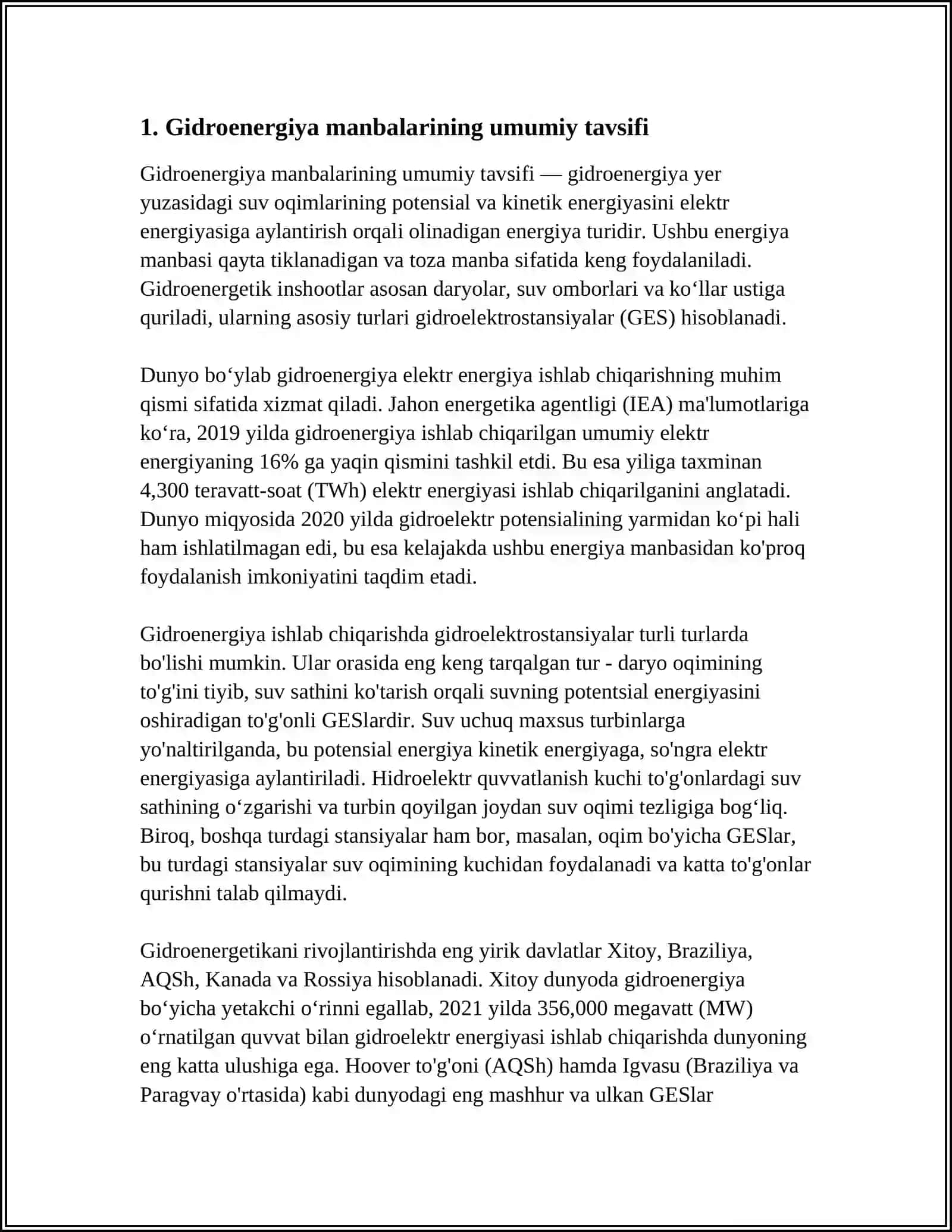 Gidroenergetika zaxiralari 3