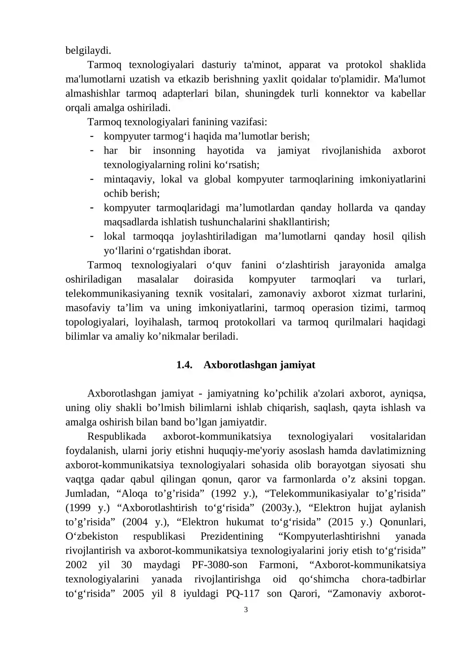 Modul. Kompyuter kommunikatsiya Texnologiyalari 3
