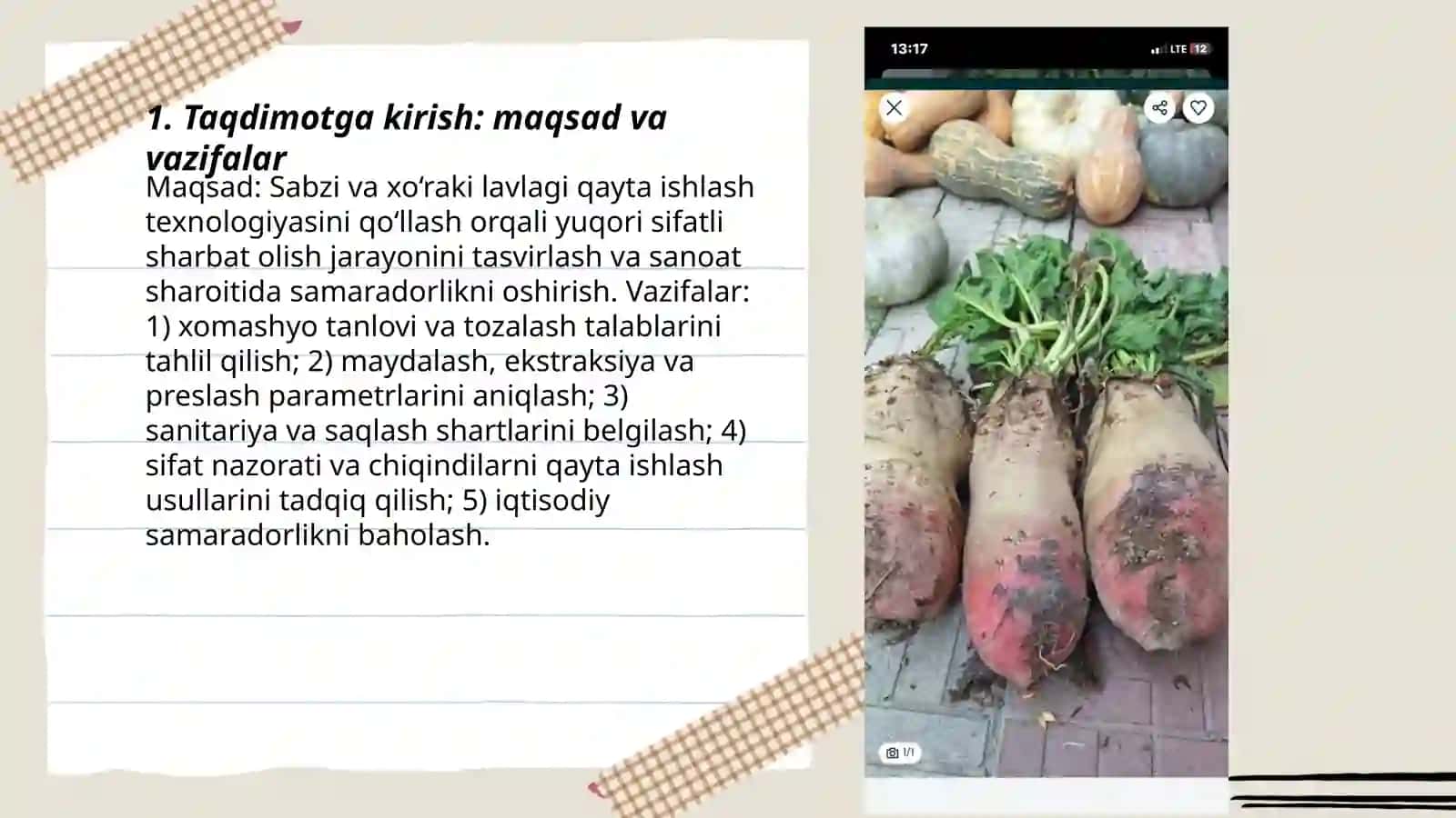 Sabzi va xo‘raki lavlagini qayta ishlab sharbat olishtexnologiyasi 3