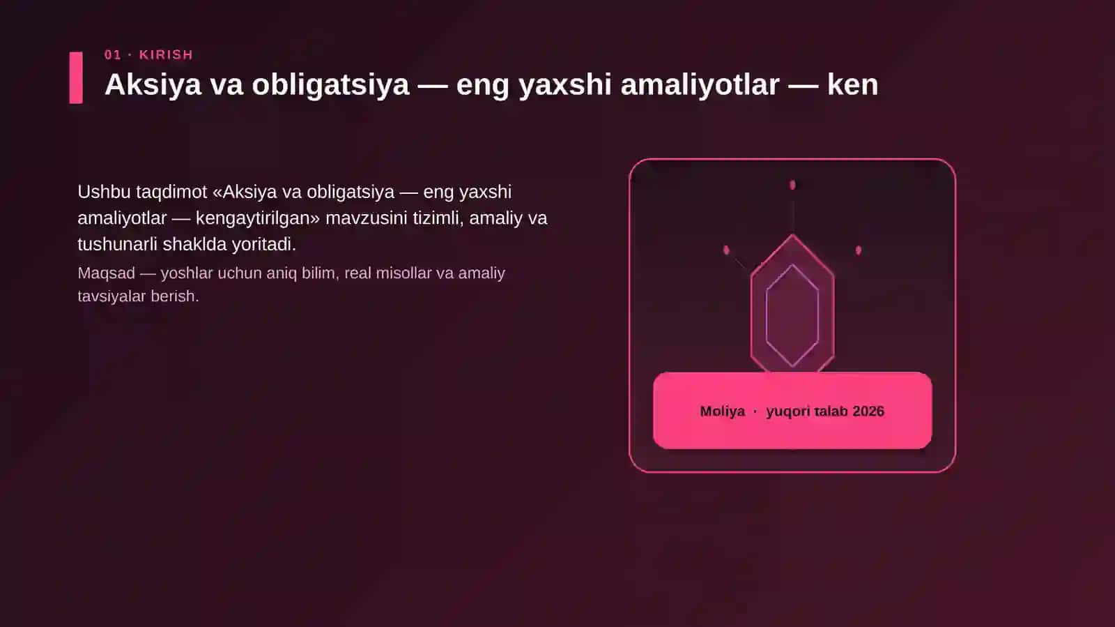 Aksiya va obligatsiya — eng yaxshi amaliyotlar — kengaytirilgan 3