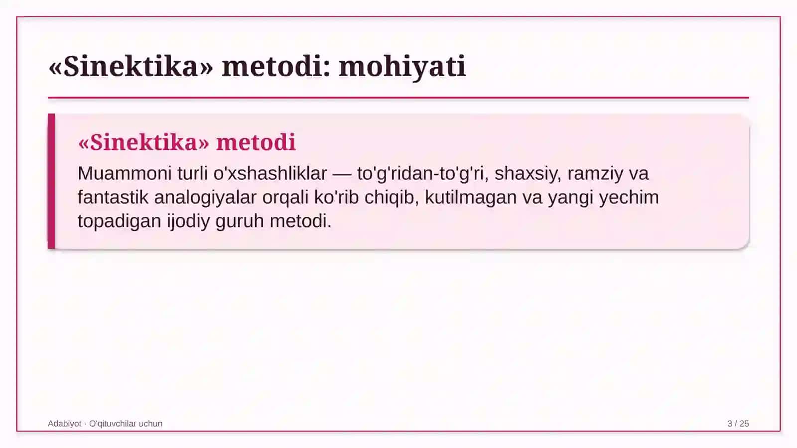adabiyot darslarida sinektika metodidan foydalanish 6361 3