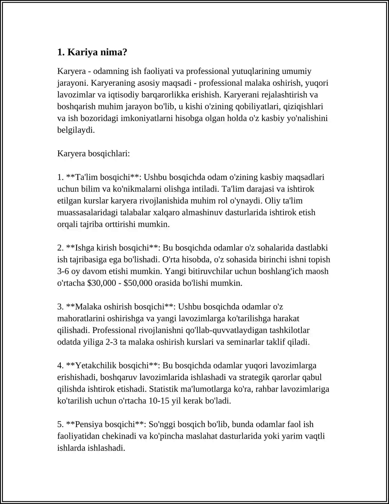 KARIYES HAQIDA TUSHUNCHA.KARIYOZ KOʻMAKLARNI G 3
