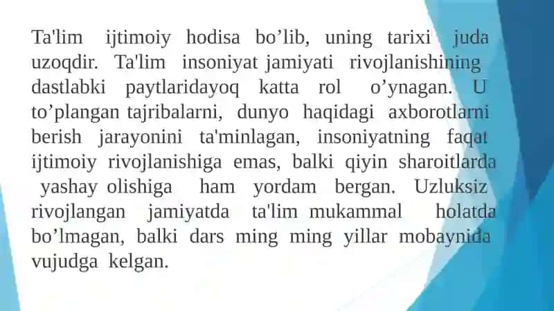 Ta’lim turlari va ta’limni tashkil etish shakllari ta'lim mazmuni 3