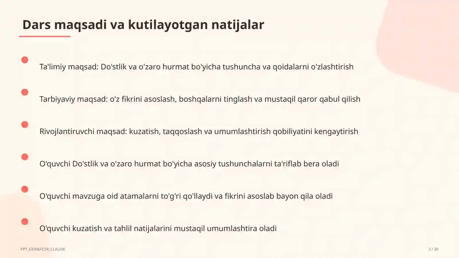 Do'stlik va o'zaro hurmat 3