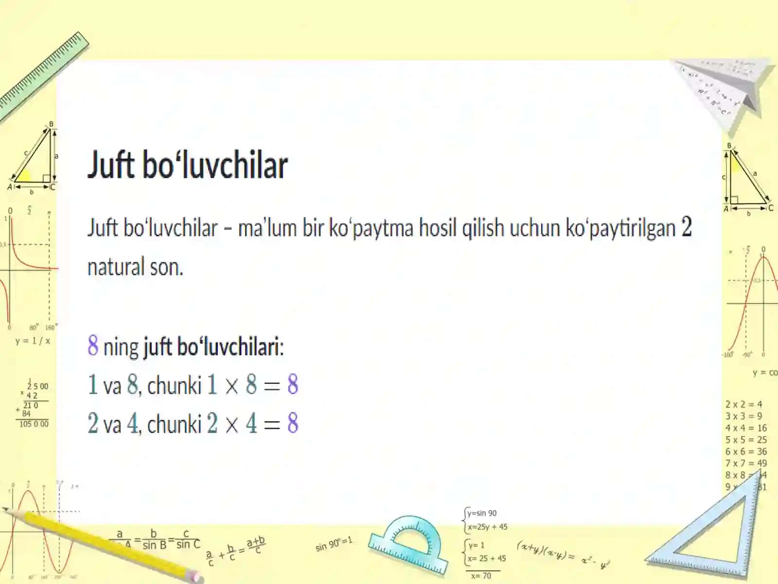 Sonlarning bo’luvchilari va karralisi 3