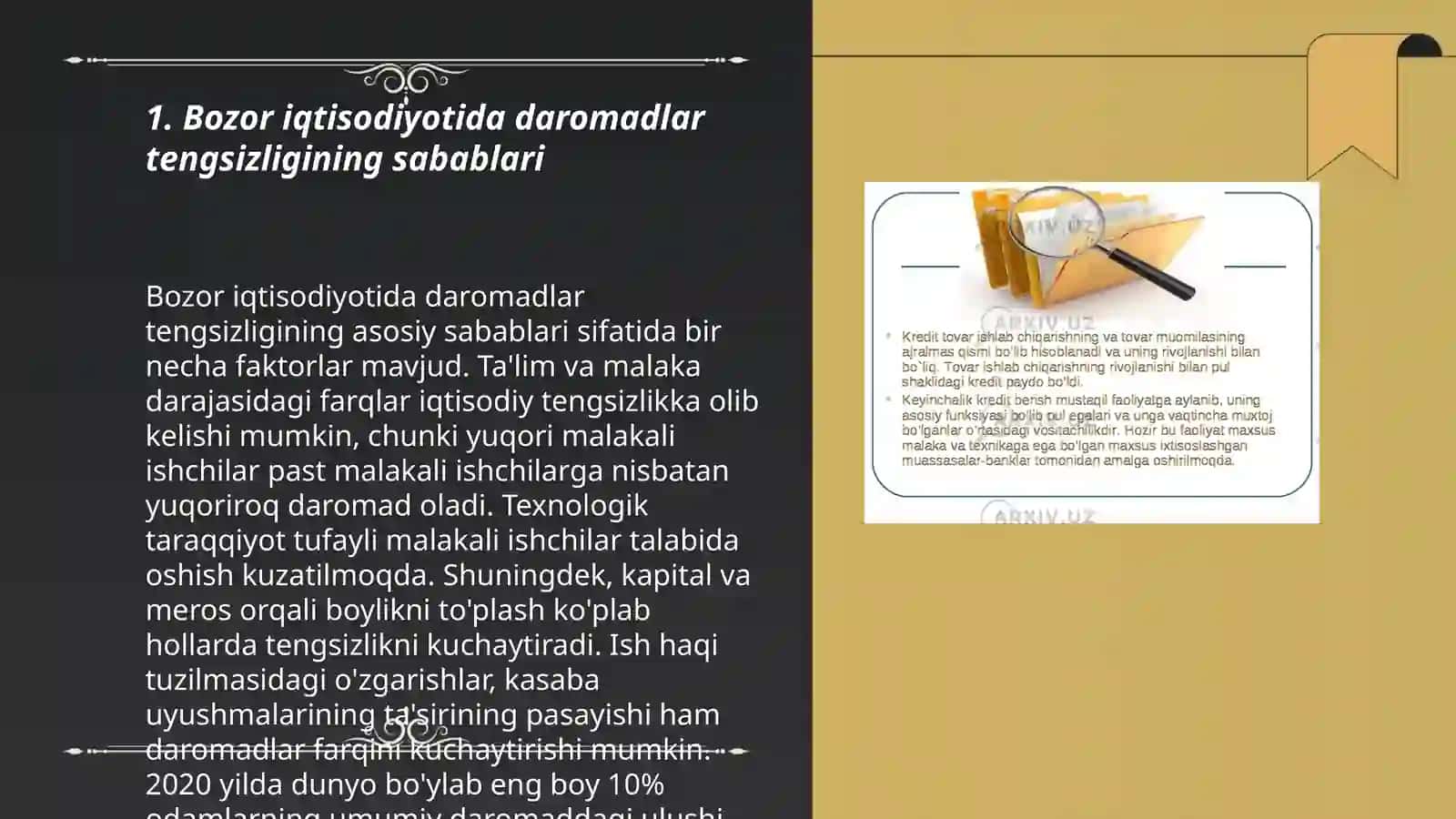 Bozor iqtisodiyoti sharoitida daromadlartengsizligi 3