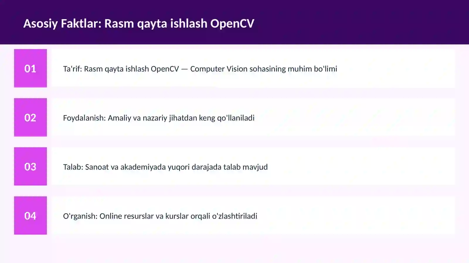 Rasm qayta ishlash OpenCV 3