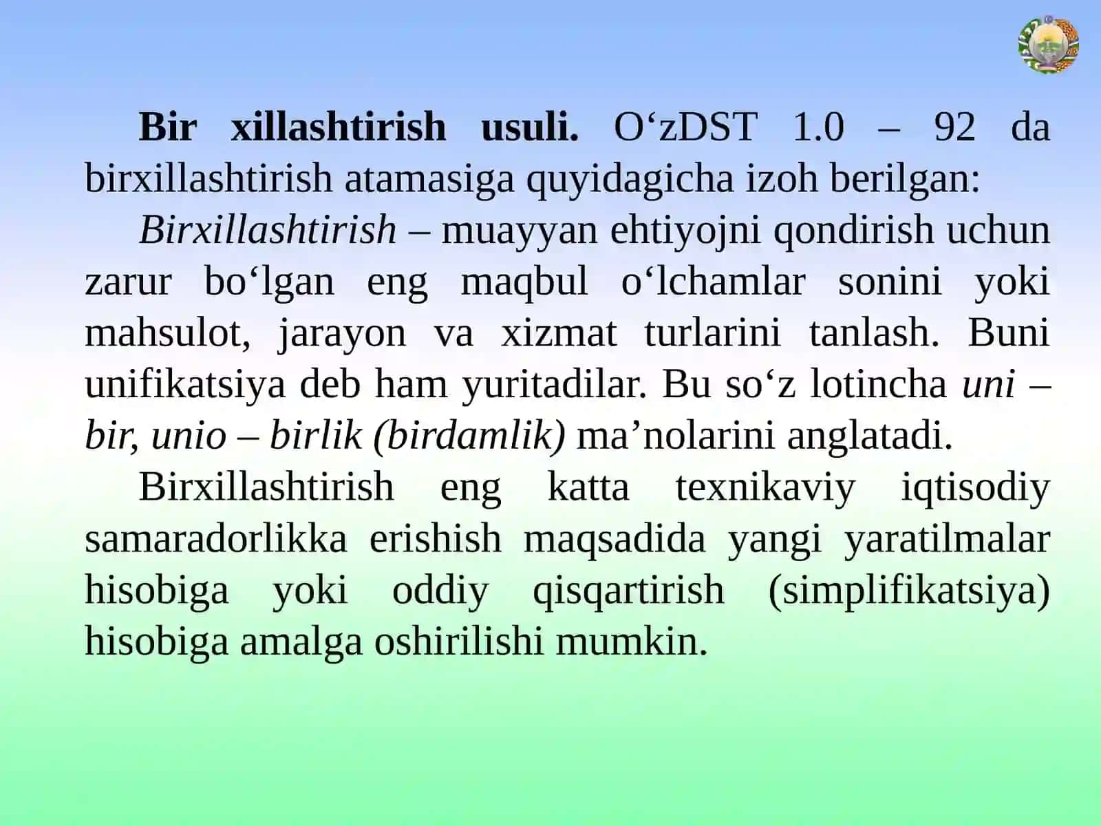 Standart toifalari va turlari 3