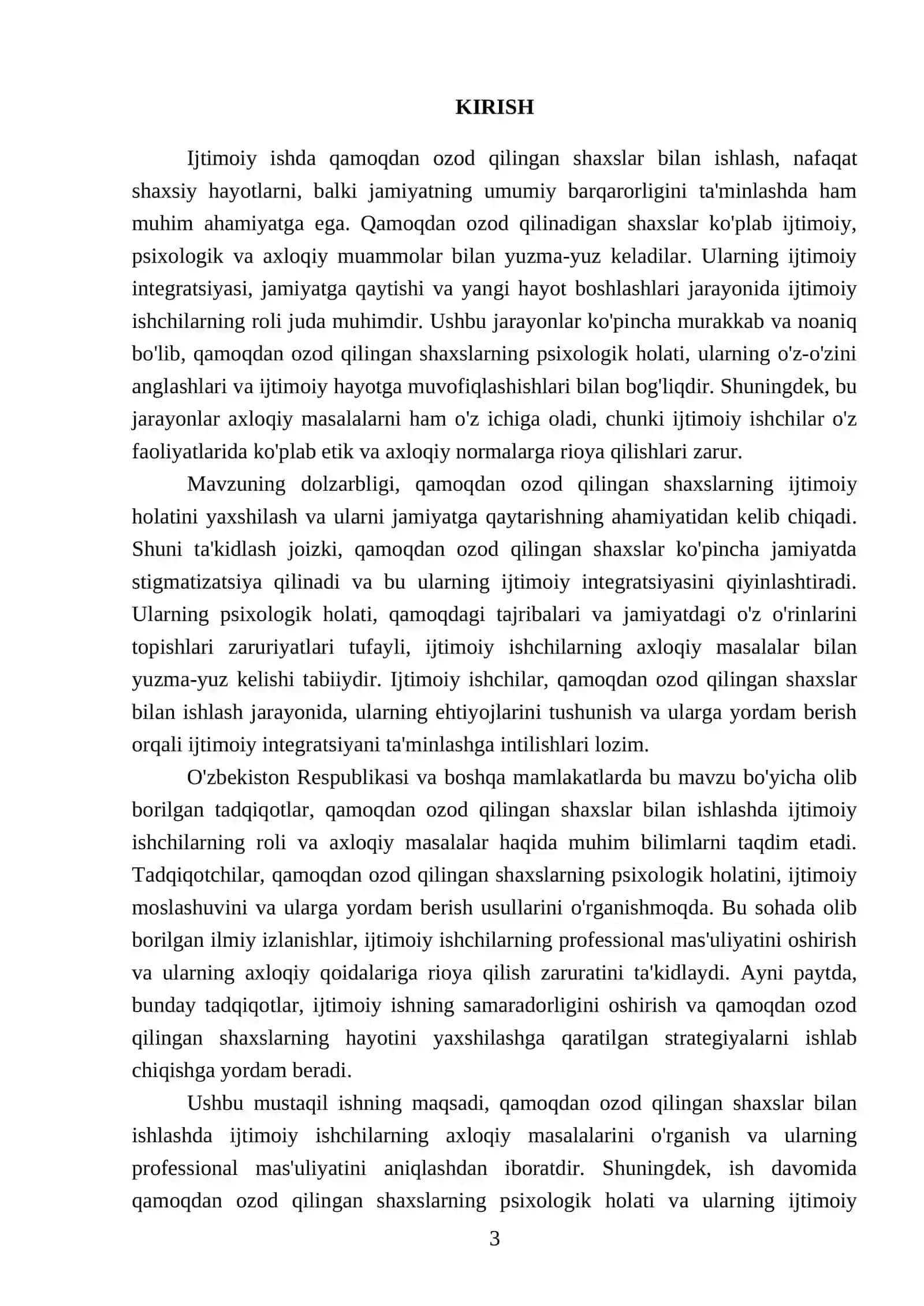 Ijtimoiy ishda qamoqdan ozod qilingan shaxslar bilan ishlashda axloqiy masalalar 3