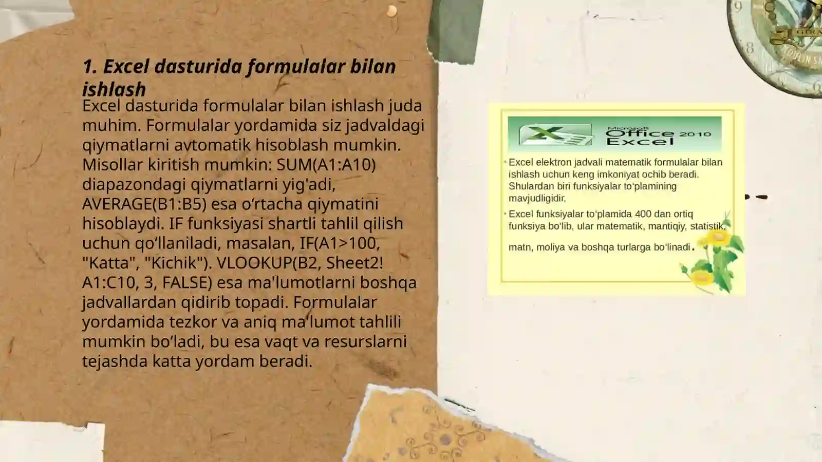 MS Excel dasturida formula va funksiyalar 3