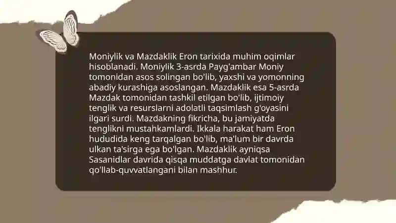 Moniylik va Mazdaklik 3