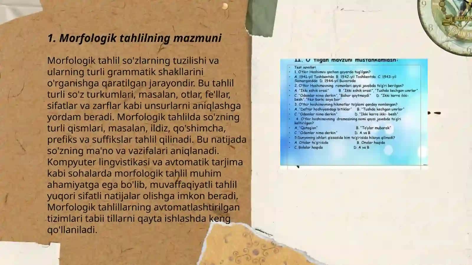 Dunyoning ishlari" qissasidagi "Eng og'ir gunoh" hikoyasi matnining morfologik xususiyatlarini tahlil qilish 3