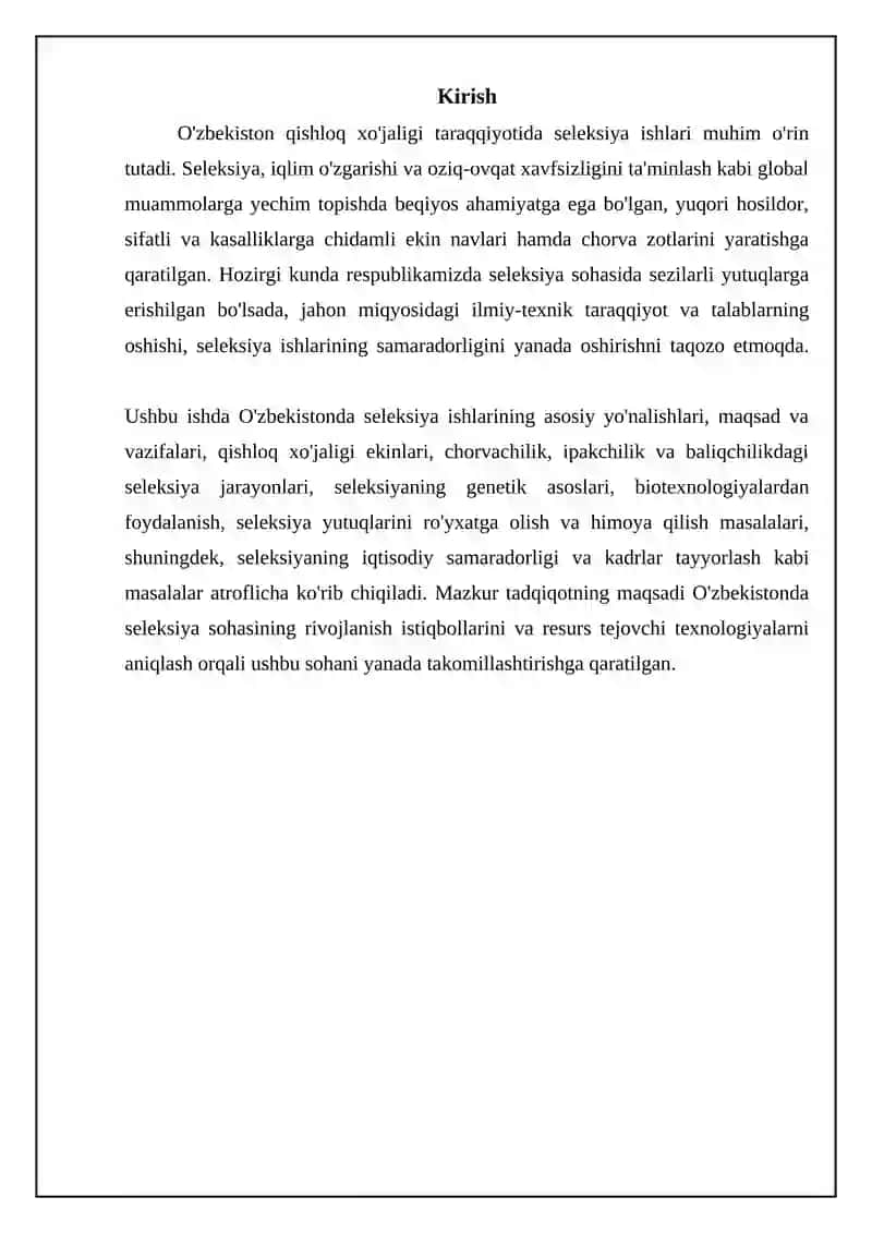 O'zbekistonda seleksiya ishlarining asosiy yo'nalishlari va vazifalari 3