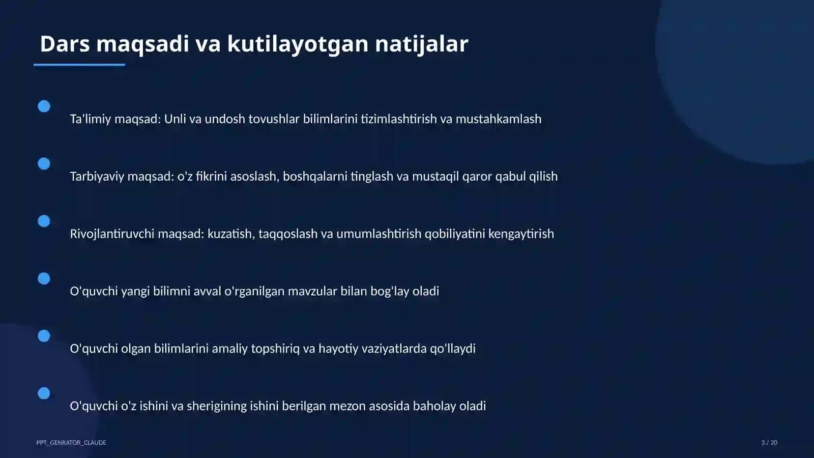 Unli va undosh tovushlar (1-sinf) 3
