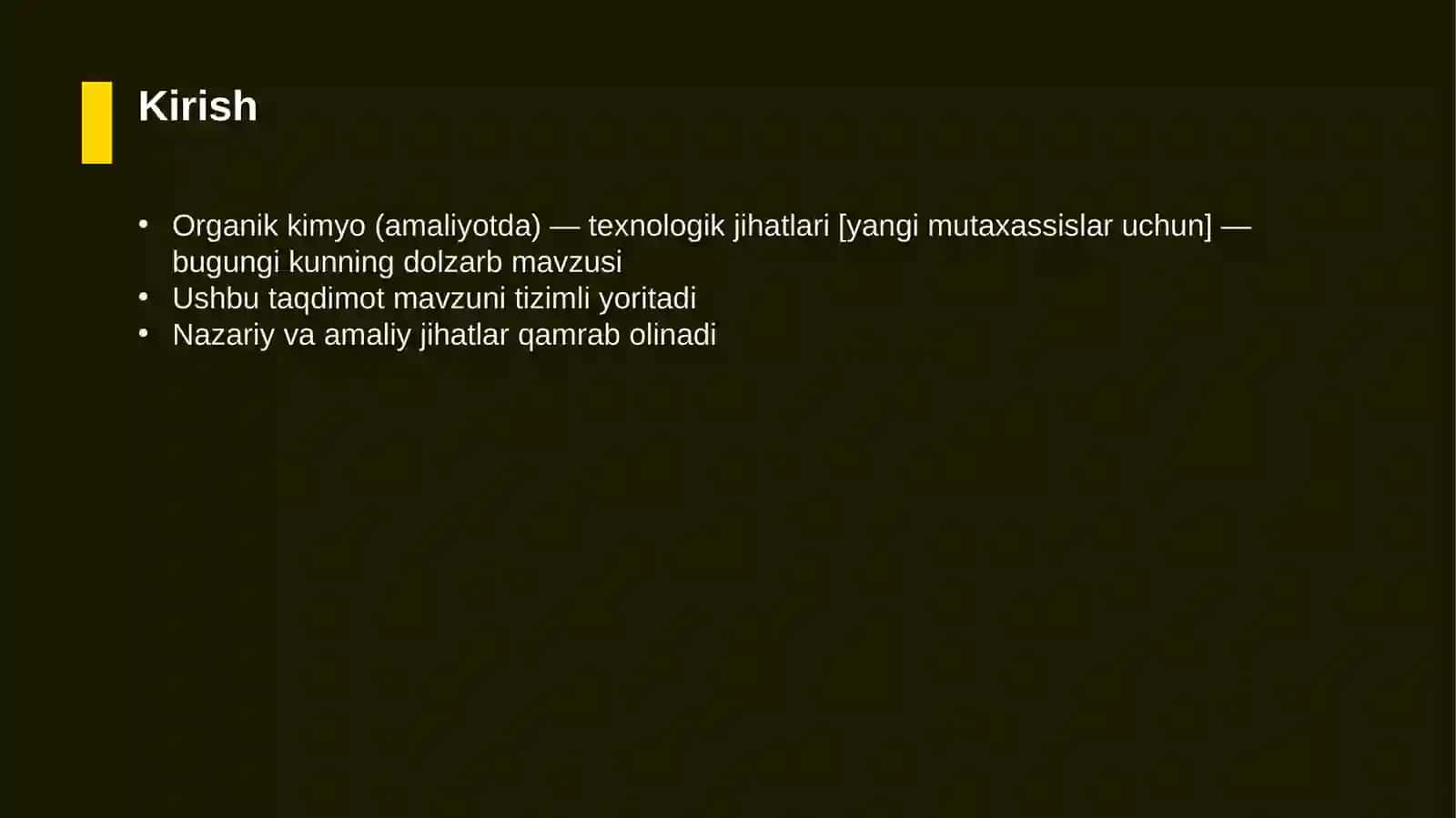 Organik kimyo (amaliyotda) — texnologik jihatlari [yangi mutaxassislar uchun] 3