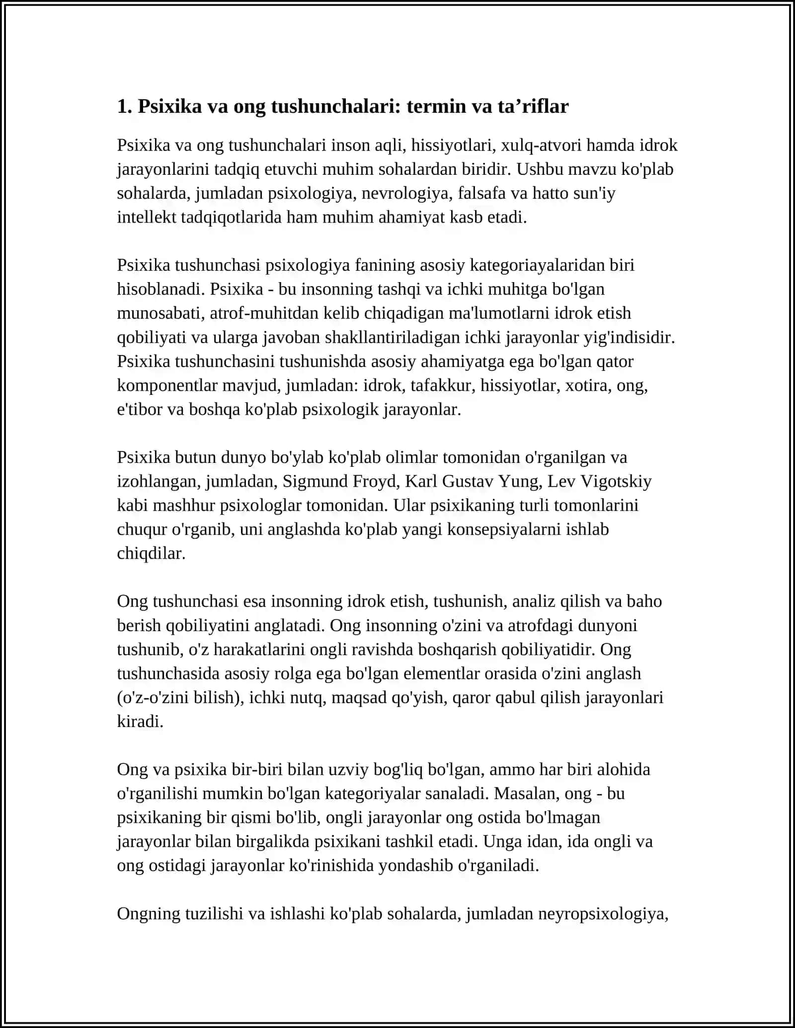 PSIXOLOGIYA FANINING PREDMETI PSIXIKA VA ONGNING TARAQQIYOTI 3