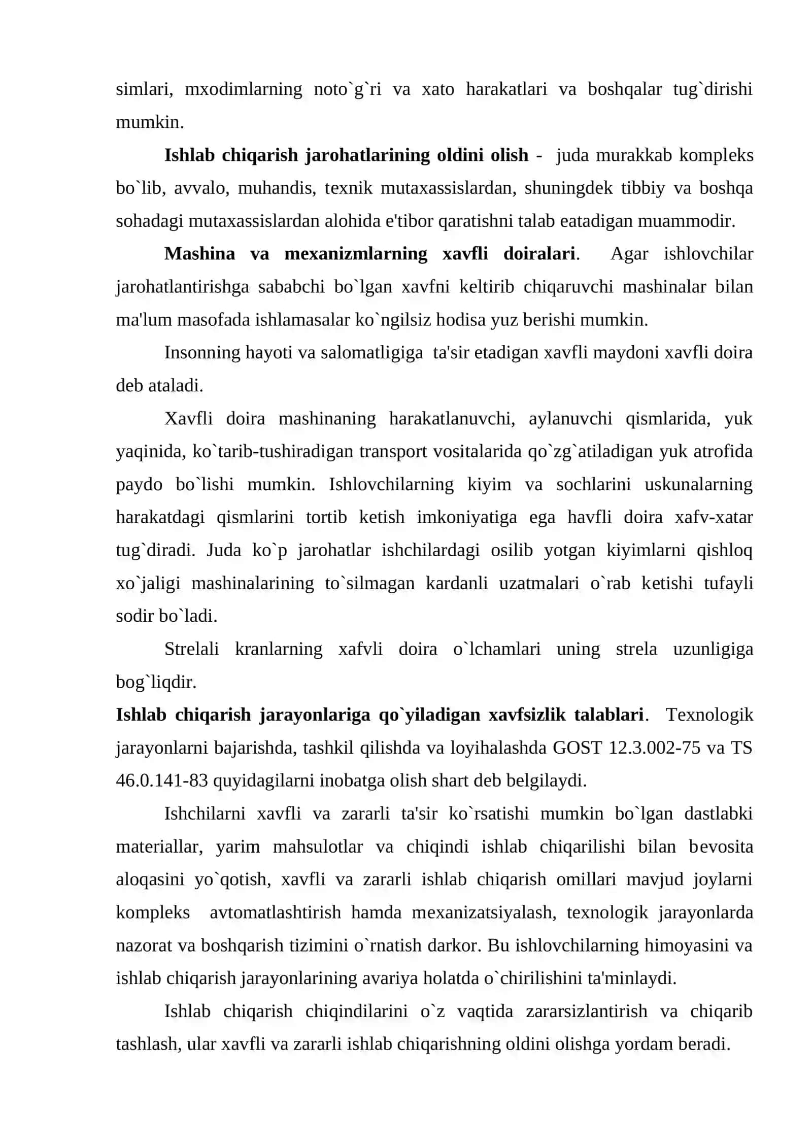 Ishlab chiqarish jarayonlariga qo`yiladigan xavfsizlik talablari 3
