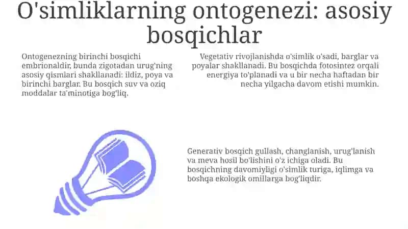 O'simliklarning individual rivojlanishi (ontogenez) va mavsumiy ritmika 3