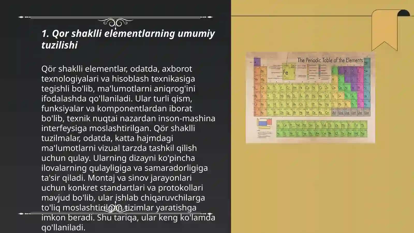 Qor shaklli elementlarining tuzilishi uchrashi va ularning vazifalari 3