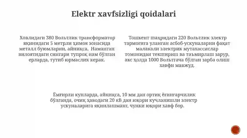 Elektr Xavfsizlik qoidalari 3