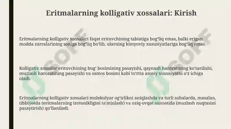 Eritmalarning kolligativ xossalari 3