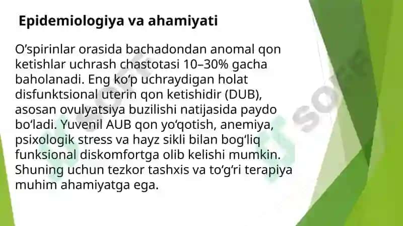 Yuvenil davrda bachadondan anomal qon ketishlar 3