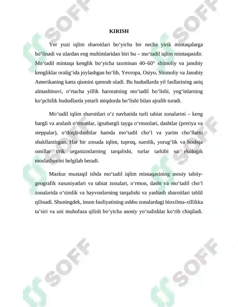 Mo‘tadil iqlim mintaqasi tabiat zonalarida tirik organizmlarning tarqalishi va yashash sharoitlari 3